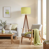 Vanilla Yellow Shade Scandi Vintage Tripod Floor Lamp