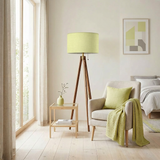 Vanilla Yellow Shade Scandi Vintage Tripod Floor Lamp