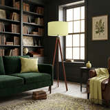 Vanilla Yellow Shade Scandi Vintage Tripod Floor Lamp