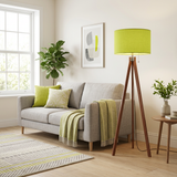 Nordic Retro Wooden Tripod Floor Lamp - Chartreuse Green Yellow Pop