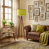 Nordic Retro Wooden Tripod Floor Lamp - Chartreuse Green Yellow Pop