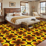 Brown & Yellow Abstract Peacock Eye Pattern 70s Retro Square Trash Can