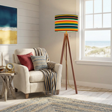 Multicolor Striped Triangle 60s Side Tables - Retro Tripod Nesting Table Set