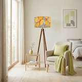 Scandi Retro Tripod Floor Lamp, Mid Century Lemon Fruits Pattern