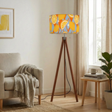 Scandi Retro Tripod Floor Lamp, Mid Century Lemon Fruits Pattern