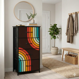 Black Rainbow 70s Retro Shower Curtain - Midcentury Style Home