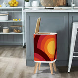 70s Retro Nordic Style Plant Pot with Wooden Legs: Yellow Orange Red