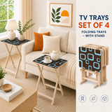 Space-Saving Retro Wooden TV Trays Set | Midcentury Modern Design