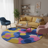 Floral Midcentury 3-Piece Bath Mat Set | Retro 70s Vibrant Pattern