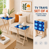 Retro Midcentury TV Tray Tables | Wooden Folding Table Set with Rack