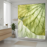 Translucent Green Leaf Vein Shower Curtain: Pastel Botanical Home Decor