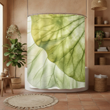Translucent Green Leaf Vein Shower Curtain: Pastel Botanical Home Decor
