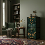 Folkloric 60s Scandi Retro Dresser: Vintage Steel Frame Fabric Storage