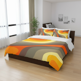 70s Retro Psychedelic Three Piece Duvet Bedding Set, Midcentury Style