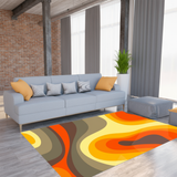 70s Retro Psychedelic Felt Floor Mat – Soft Non-Slip Midcentury Area Rug