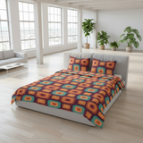 70s Retro Midcentury 3-Piece Duvet Bedding Set, Vintage Home Style