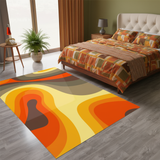 70s Retro Psychedelic Felt Floor Mat – Soft Non-Slip Midcentury Area Rug