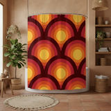 Triangle Peacock Eyes 70s Retro Tripod Nesting Table Set - Orange Red