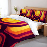 Retro 70s Vibrant Duvet Cover Set: Yellow Orange Red Midcentury Bedding