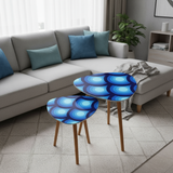 Blue Retro 70s Runner Rug – Midcentury Peacock Eyes Pattern | Multiple Sizes