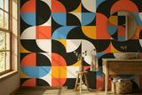 Retro 60s Geometric Stick & Peel Wallpaper: Midcentury Removable Mural