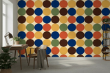 Retro 70s Stick and Peel Wallpaper: Mid-Century Modern Removable Mural