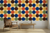 Retro 70s Stick and Peel Wallpaper: Mid-Century Modern Removable Mural