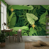 Tropical Leaves Monstera Removable Wallpaper - Stick and Peel Midcentury