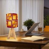 70s Retro Tripod Floor Lamp: Yellow Brown Linen Shade, Smart LED