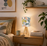 Floral 60s Retro Wooden Tripod Table Lamp – Midcentury LED Smart Light