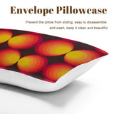Envelope pillowcase close view in a red, orange and yellow gradient circles print