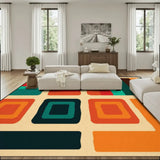 Large 60s Retro Midcentury Area Rug – Soft Non-Slip Living Room Carpet - 144’’x108’’ - retro rug