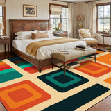 Large 60s Retro Midcentury Area Rug – Soft Non-Slip Living Room Carpet - retro rug
