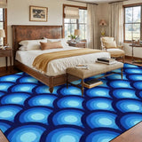 Large 70s Retro Rug 12x9 ft – Midcentury Plush Non-Slip Peacock Eye - retro rug