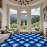 Large 70s Retro Rug 12x9 ft – Midcentury Plush Non-Slip Peacock Eye - retro rug
