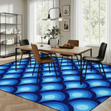 Large 70s Retro Rug 12x9 ft – Midcentury Plush Non-Slip Peacock Eye - retro rug