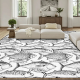 Large Area Rug Floor Carpet (4:3) bwhanddrawnfishes Vibrant03 retro05 70styedyepattern retro03medium
