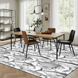 Large Area Rug Floor Carpet (4:3) bwhanddrawnfishes Vibrant03 retro05 70styedyepattern retro03medium