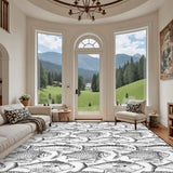 Large Area Rug Floor Carpet (4:3) bwhanddrawnfishes Vibrant03 retro05 70styedyepattern retro03medium