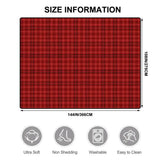 Size chart for a 9x12 ft (144 x 108 in) area rug, red and black plaid