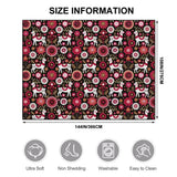 Christmas deer large area rug with white folk deer and red flowers – view 2