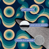 Large Blue 70s Retro Rug 12x9 ft – Midcentury Plush Non-Slip Area Rug - retro rug