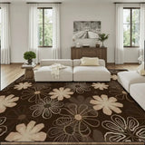 Large Floral 70s Retro Area Rug 12x9 ft – Midcentury Pattern Non-Slip Rug - 144’’x108’’ - retro rug
