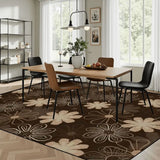 Large Floral 70s Retro Area Rug 12x9 ft – Midcentury Pattern Non-Slip Rug - retro rug