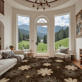 Large Floral 70s Retro Area Rug 12x9 ft – Midcentury Pattern Non-Slip Rug - retro rug