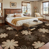 Large Floral 70s Retro Area Rug 12x9 ft – Midcentury Pattern Non-Slip Rug - retro rug