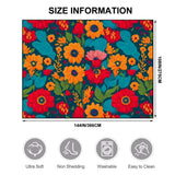 Large Floral Midcentury Retro Rug 12x9 ft – Soft 70s Style Non-Slip Carpet - retro rug