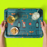 Large Retro 60s Atomic Serving Tray – Midcentury Plastic Dinner Lap Tray - Groß (43 x 33 cm) - Trays