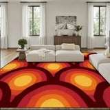 Large Retro 70s Area Rug 12x9 ft – Midcentury Plush Non-Slip Carpet - 144’’x108’’ - retro rug