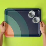 Large Retro Plastic Tray – 70s Midcentury Style Lap Tray for Kitchen or Garden - Groß (43 x 33 cm) - Trays